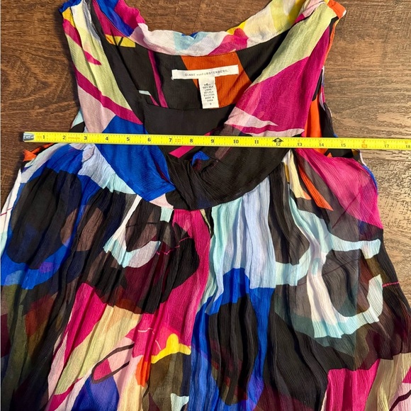 Diane Von Furstenberg silk abstract art sleeveless a line flowy dress size 0 - Picture 7 of 9